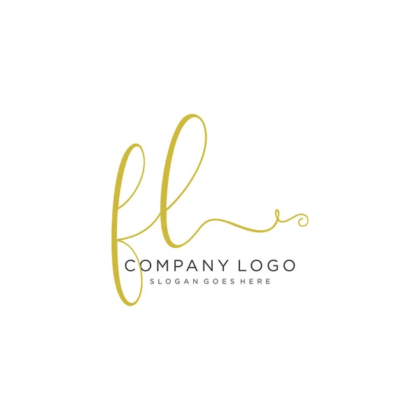 Initial Handwriting Logo Design Beautyful Designhandwritten Logo Fashion Team Wedding — Stock Vector