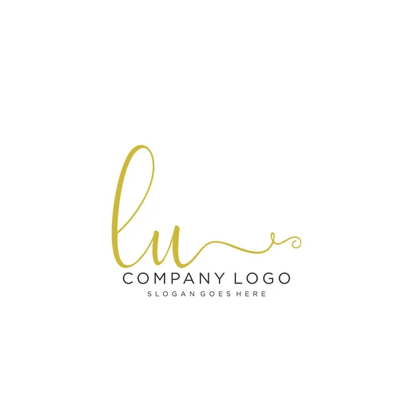 Initial Handwriting Logo Design Beautyful Designhandwritten Logo Fashion Team Wedding — Stock Vector