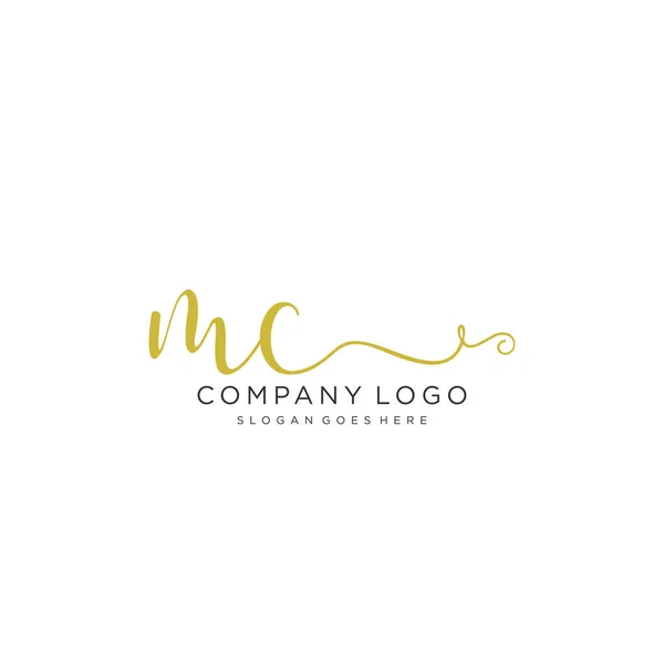 Initial Handwriting Logo Design Beautyful Designhandwritten Logo Fashion Team Wedding — Stock Vector