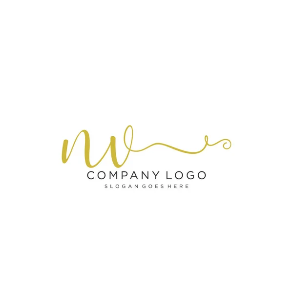 Initial Handwriting Logo Design Beautyful Designhandwritten Logo Fashion Team Wedding — Stock Vector