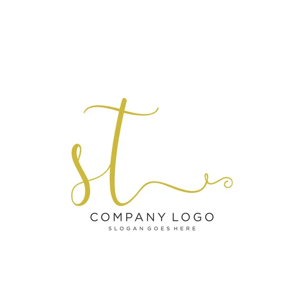 Initial Handwriting Logo Design Beautyful Designhandwritten Logo Fashion Team Wedding — Stock Vector