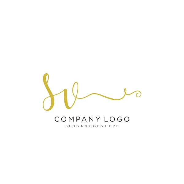 初期の手書きロゴデザインファッション チーム 結婚式 高級ロゴのための美しい手書きのロゴ — ストックベクタ