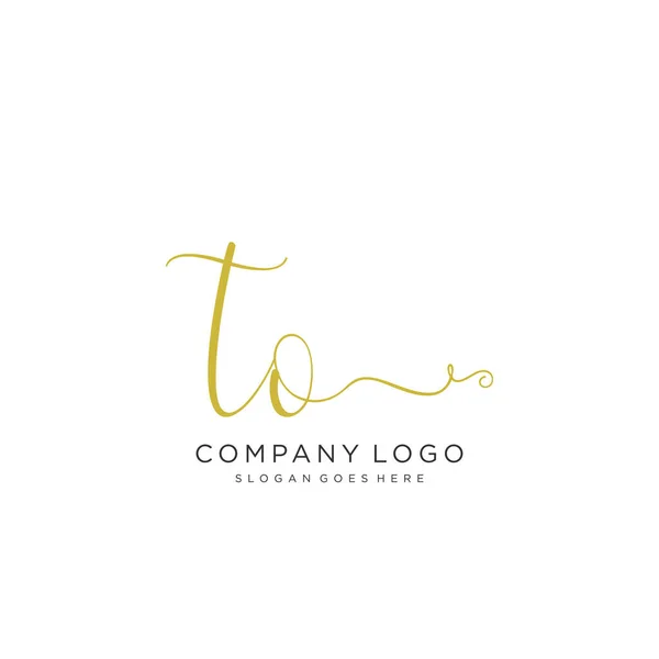 Initial Handwriting Logo Design Beautyful Designhandwritten Logo Fashion Team Wedding — Stock Vector