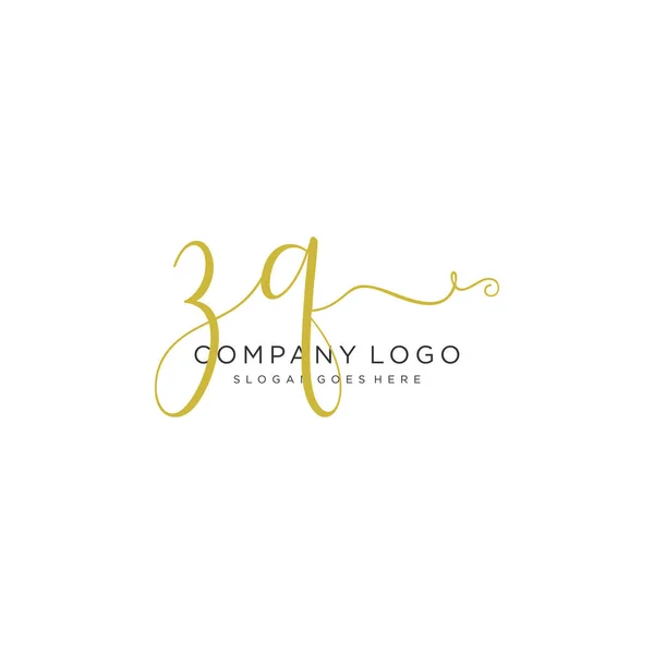 Initial Handwriting Logo Design Beautyful Designhandwritten Logo Fashion Team Wedding — Stock Vector