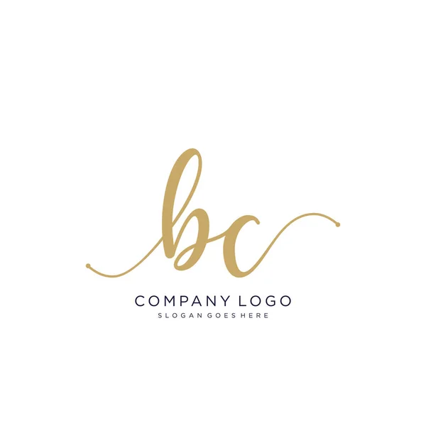 Initial Handwriting Logo Design Beautyful Designhandwritten Logo Fashion Team Wedding — Stock Vector