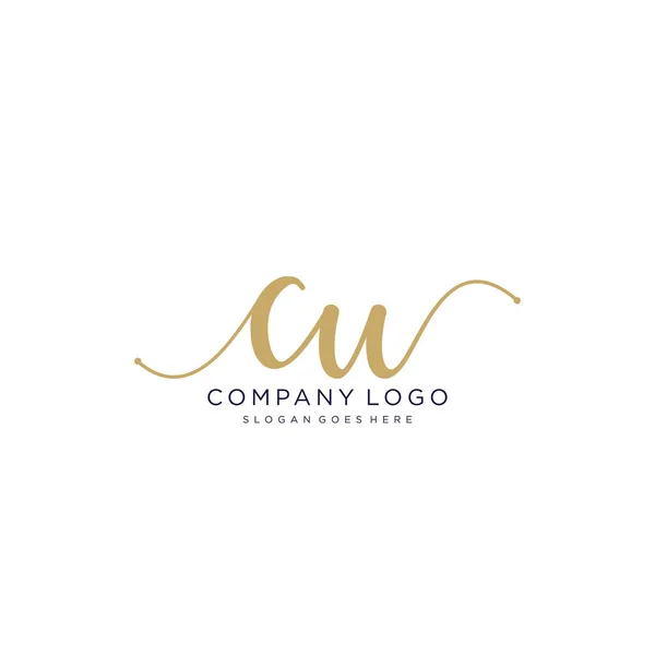 Initial Handwriting Logo Design Beautyful Designhandwritten Logo Fashion Team Wedding — Stock Vector