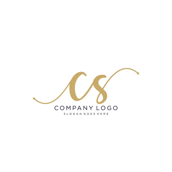 Initial Handwriting Logo Design Beautyful Designhandwritten Logo Fashion Team Wedding — Stock Vector