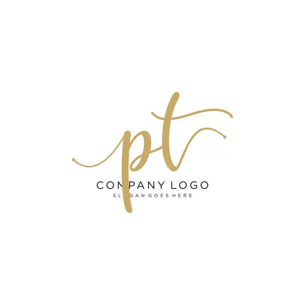 Initial Handwriting Logo Design Beautyful Designhandwritten Logo Fashion Team Wedding — Stock Vector