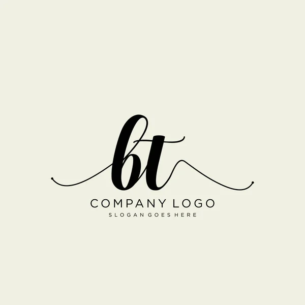 Initial Handwriting Logo Design Logo Fashion Photography Wedding Beauty Business — Stock Vector