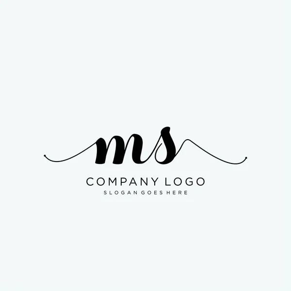 Initial Handwriting Logo Design Logo Fashion Photography Wedding Beauty Business — Stock Vector