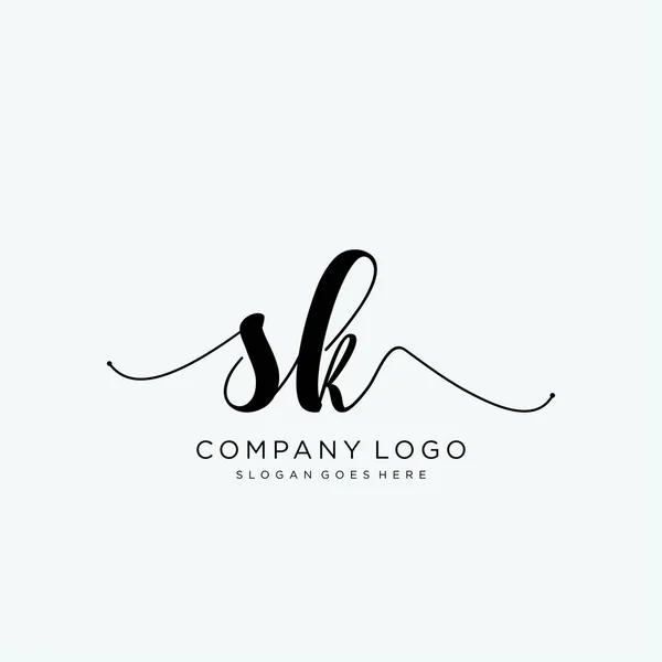 Initial Handwriting Logo Design Logo Fashion Photography Wedding Beauty Business — Stock Vector