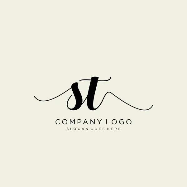 Initial Handwriting Logo Design Logo Fashion Photography Wedding Beauty Business — Stock Vector