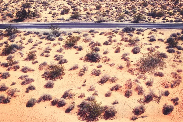 Vintage Stonowane Malowanie Opuszczony Drogi Koncepcja Podróży Valley Fire Nevada — Zdjęcie stockowe