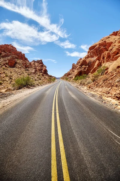 Paenic Deserted Road Concetto Viaggio Valley Fire Nevada Stati Uniti — Foto Stock