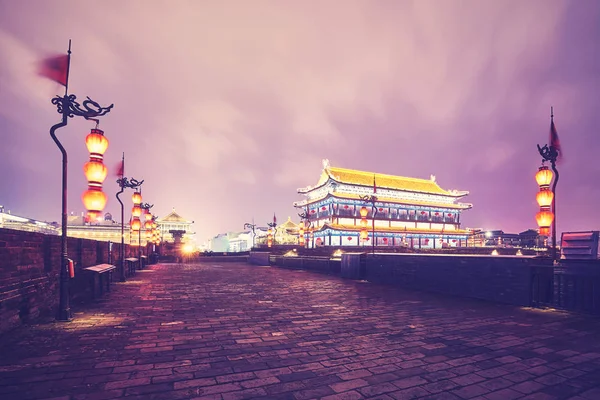 Xian City Wall Night Color Toned Picture China — Stock Photo, Image