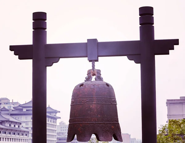 Ancient Bell Xian City Wall Color Toned Picture China — Stock Photo, Image