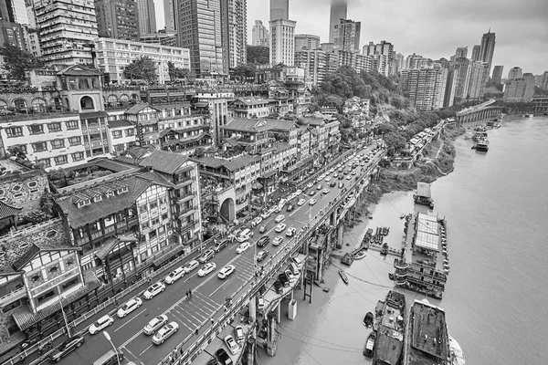 Чунцин Китай Октября 2017 Года Городская Набережная Дождливый День Город — стоковое фото
