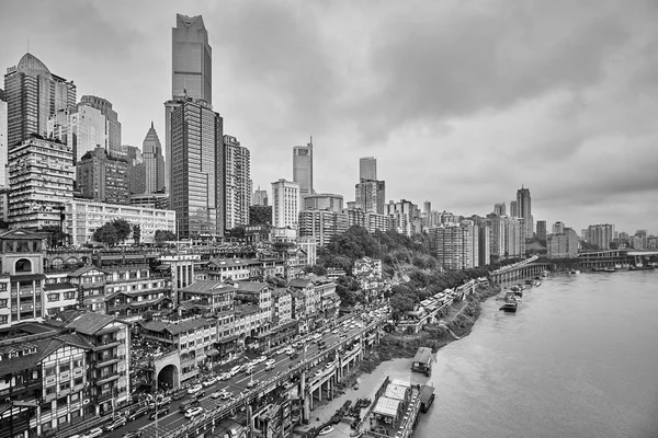 Chongqing China Oktober 2017 Kota Tepi Laut Pada Hari Hujan — Stok Foto