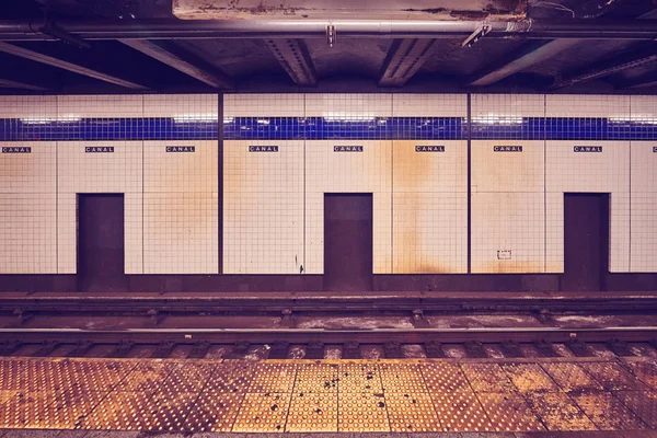 Винтажная Стилизованная Фотография Станции Метро Canal Street Нью Йорк Сша — стоковое фото