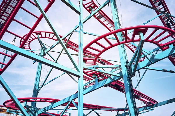 Roller Coaster Tracks Amusement Park Color Toning Applied — Stock Photo, Image