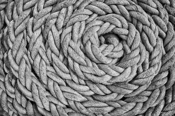 Black White Close Picture Old Sailing Ship Rope — Stock Photo, Image