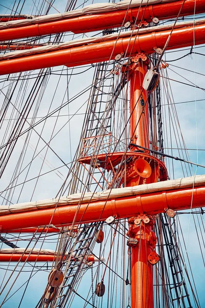 Antiguo Barco Vela Mástil Detalles Color Tonificado Imagen — Foto de Stock