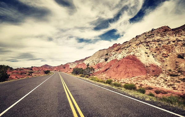 Retro Toned Picture Scenic Road Capitol Reef National Park Utah — Stock Photo, Image