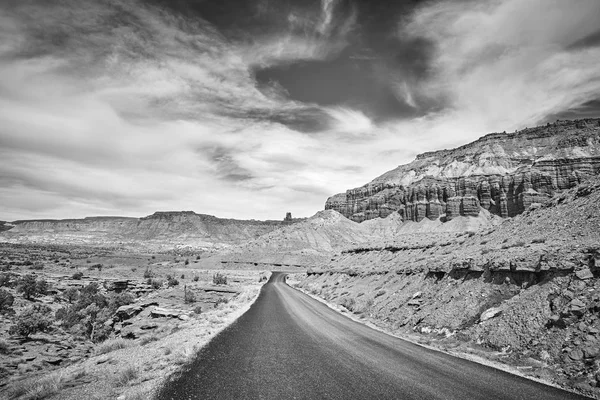 Photo Noir Blanc Une Route Panoramique Capitol Reef National Park — Photo