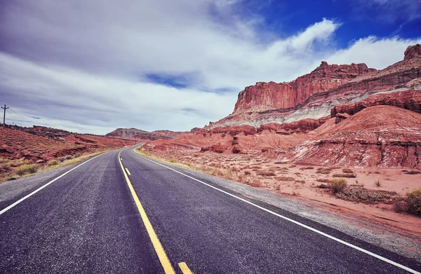 Vintage Foto Tonica Una Strada Deserta Concetto Viaggio Stati Uniti — Foto Stock