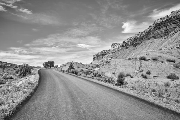 Photo Noir Blanc Une Route Pittoresque Capitol Reef National Park — Photo