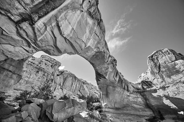 Black White Picture Hickman Bridge Capitol Reef National Park Utah — Stock Photo, Image