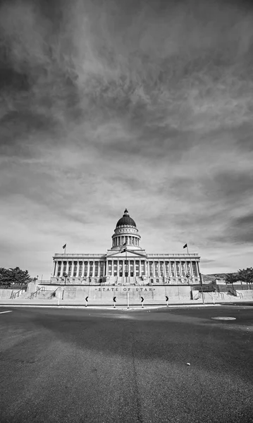 Svart Och Vit Bild Den Utah State Capitol Byggnaden Salt — Stockfoto