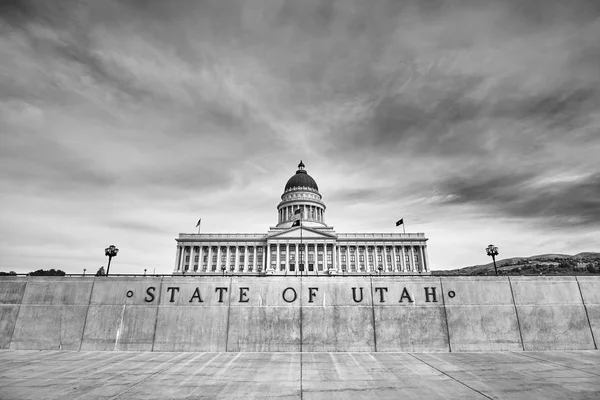 Svart Och Vit Bild Den Utah State Capitol Byggnaden Salt — Stockfoto