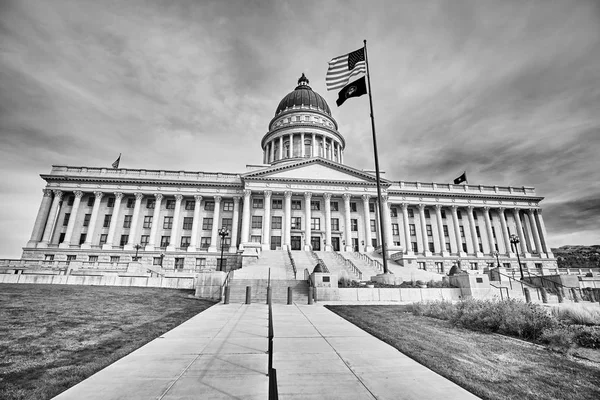 Černobílý Obrázek Sněmovnou Státu Utah Salt Lake City Usa — Stock fotografie