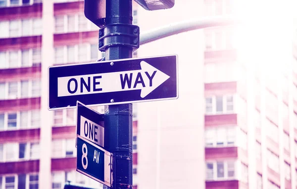 One Way Street Sign 8Th Manhattan Color Stylized Picture New — Stock Photo, Image