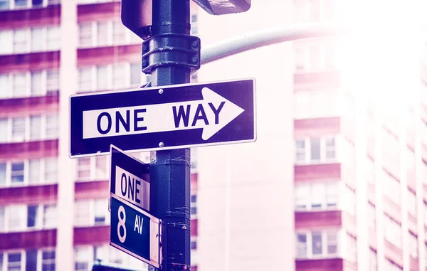 Einbahnstraßenschild Manhattan Farbig Stilisiertes Bild New York City Usa — Stockfoto