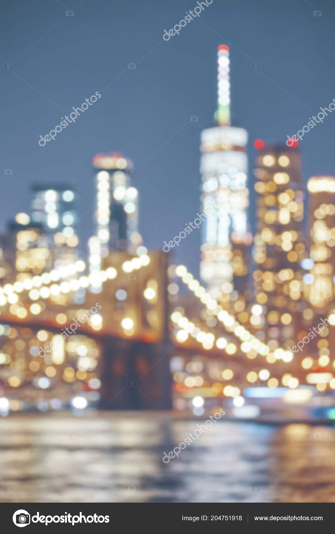 Blurred Picture New York City Skyline Night Color Toned Picture