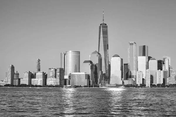 Black White Picture Manhattan Seen New Jersey Sunset New York — Stock Photo, Image