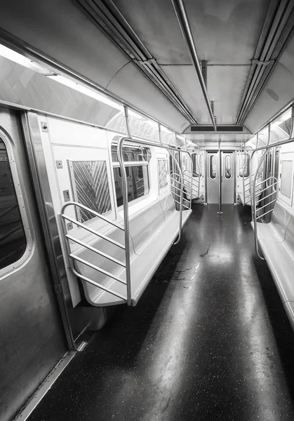 Black White Picture New York City Subway Car Interior Usa — Stock Photo, Image