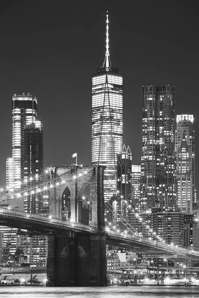 Brooklyn Köprüsü Manhattan Gece New York City Amerika Birleşik Devletleri — Stok fotoğraf