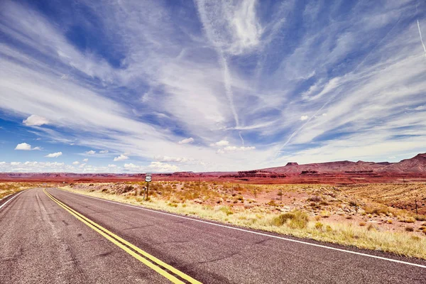 Route 163 Scenic Deserted Road Travel Concept Usa — Stock Photo, Image