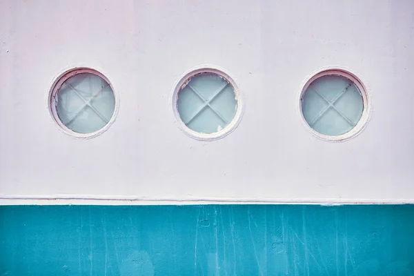 Retro Toned Close Picture Old Ship Side Portholes — Stock Photo, Image