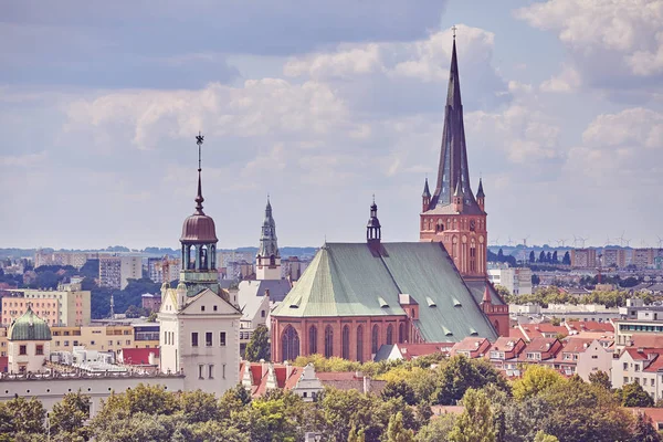 Paysage Urbain Szczecin Par Une Journée Ensoleillée Tonification Des Couleurs — Photo