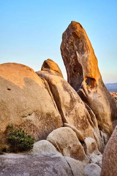 Unikátní Skalní Útvary Joshua Tree National Park Západu Slunce Kalifornie — Stock fotografie