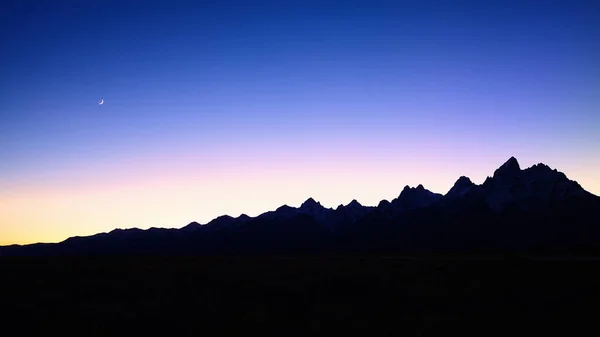 Siluett Teton Bergskedjan Natten Grand Teton National Park Wyoming Usa — Stockfoto