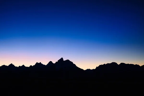 Siluett Teton Bergskedjan Natten Grand Teton National Park Wyoming Usa — Stockfoto