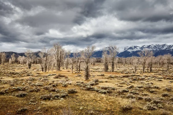 Dramatyczne Niebo Nad Teton Górskiego Grand Teton National Park Wyoming — Zdjęcie stockowe