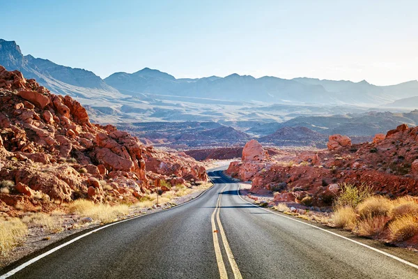 Scenic Desert Road Sunset Travel Concept Usa — Stock Photo, Image