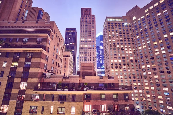 Manhattan Budynków Nocy Kolor Tonowanie Stosowane New York City — Zdjęcie stockowe