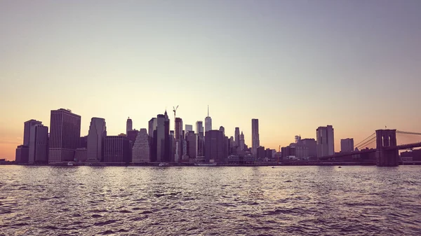 Manhattan Bij Zonsondergang Kleur Gestemde Foto New York City Verenigde — Stockfoto